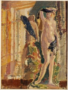 Eine Porzellanfigur vor einem Spiegel, 1910 von Spencer Frederick Gore
