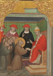 Der heilige Franziskus vor dem Papst (Die Anerkennung der Franziskanerregel) von Spinello Aretino