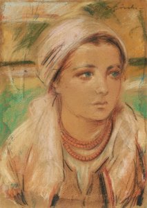 Junges Mädchen mit Kopftuch von Stanisław Górski