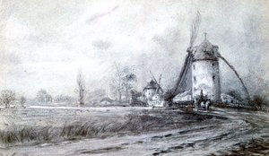 Landschaft mit Windmühle, um 1855-1892 von Stanislas Lepine