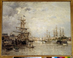 Der Hafen von Caen von Stanislas Victor Edouard Lepine