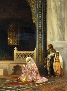 Eine türkische Frau betet in der Grünen Moschee, Bursa, 1878 von Stanislaus von Chlebowski