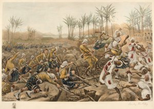 Die Cameron Highlanders nehmen eine Palisade ein, Atbara, 8. April 1898 (Fotolithografie)