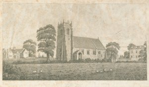 Adbaston Kirche: Linien- und Punktgravur, um 1800 von Stebbing Shaw