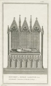 Kathedrale von Lichfield - Denkmal für Bischof Langton (Stich)
