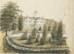 Madeley - Altes Haus: Aquarellzeichnung, undatiert [1762-1802] von Stebbing Shaw