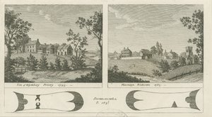 Mavesyn Ridware Hall - Torhaus: Gravur, 1785 von Stebbing Shaw