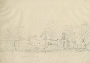 Rushall Castle/Hall: Bleistiftzeichnung, nd [1762-1802] von Stebbing Shaw