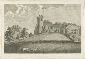 Sandon Kirche und Pfarrhaus (Stich) von Stebbing Shaw