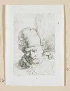 Kopf eines Mannes mit einem Feder geschmückten Turban von Stefan Juliusz Norblin de la Gourdaine