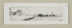 Kleine Landschaft mit entferntem Dorf von Stefan Juliusz Norblin de la Gourdaine