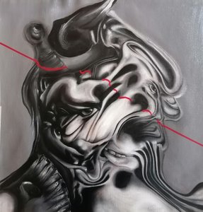 Surreal verzerrtes Gesicht von Stefano Mazzolini