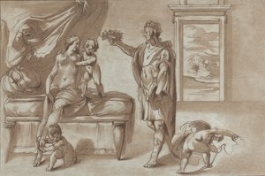 Mars bietet Venus einen Blumenkranz an, 1760-90 von Stefano Mulinari