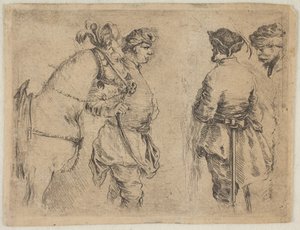 Ein Pole hält ein Pferd am Zügel (ca. 1662) von Stefano della Bella
