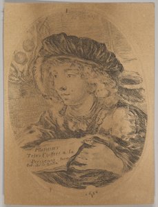 Büste eines jungen Mannes mit Federhut, nach links gedreht, ca. 1650 von Stefano della Bella