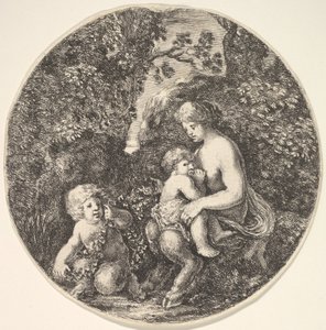 Eine weibliche Satyr stillt ein Kind von Stefano della Bella