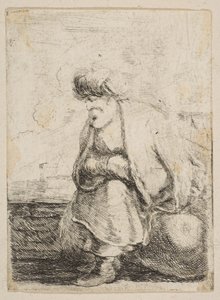 Ein alter Türke, der auf einem Stein sitzt, ca. 1662 von Stefano della Bella