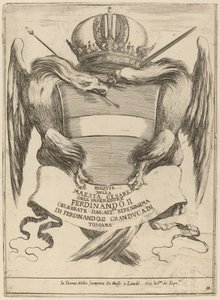 Wappen mit Widmung an Großherzog Ferdinand II von Stefano della Bella