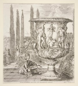 Junge, der die Medici-Vase in einem italienischen Garten skizziert von Stefano della Bella