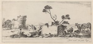 Campagna-Szene mit Künstler beim Skizzieren, vor oder um 1647 von Stefano della Bella
