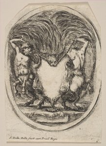 Kartusche aus einer Tigerhaut flankiert von zwei Kentauren, 1647