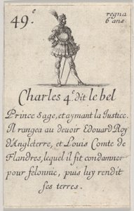 Charles 4.e- genannt der Schöne, weiser Prinz..., aus Das Spiel der Könige von Frankreich Jeu des Rois..., 1644