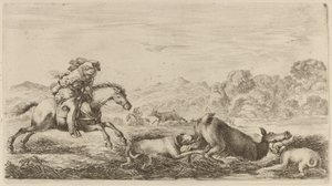 Reh in einem Sumpf von zwei Hunden angegriffen von Stefano della Bella