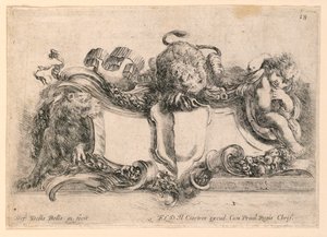Wappen, Nr. 18 aus "Raccolta di varii cappriccii et nove inventioni di cartelle et ornamenti" von Stefano della Bella