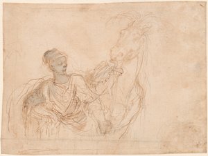 Figur führt ein Pferd