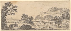 Flusslandschaft mit Steinbrücke von Stefano della Bella