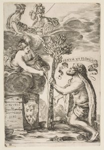 Frontispiz für Il Mercurio, III: Herkules pflanzt seine Keule, 1652 von Stefano della Bella