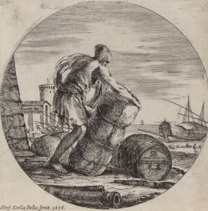 Galeerensklave zieht die Ladung eines Schiffes von Stefano della Bella