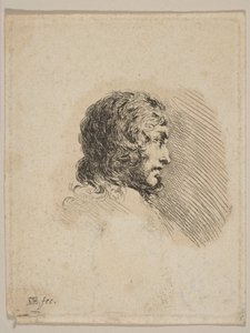 Kopf eines jungen Mannes im Profil, aus Verschiedene Porträts Recueil de Diverses Pièces S..., ca. 1647 von Stefano della Bella