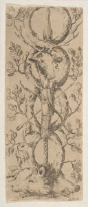 Köpfe eines Hirsches und zweier Wildschweine in Rinceaux aus Eichenästen, ca. 1653 von Stefano della Bella