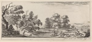 Landschaft mit Hirschjagd von Stefano della Bella