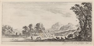 Landschaft mit Hirten, die ihre Herde bewachen, vor 1647 von Stefano della Bella