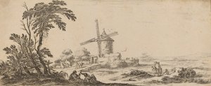 Landschaft mit Windmühle von Stefano della Bella
