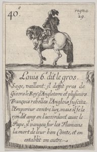 Ludwig VI., genannt der Dicke Weise, tapfer..., aus Spiel der Könige von Frankreich Jeu des Rois, 1644 von Stefano della Bella
