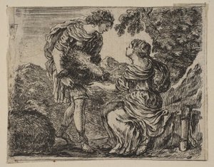 Meleager und Atalanta, aus Spiel der Mythologie Jeu de la Mythologie, 1644 von Stefano della Bella