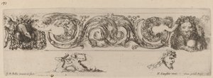 Ornamentale Friese mit Adler und Löwe, von Kindern bekränzt von Stefano della Bella