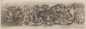 Ornamentaler Fries mit Leopard, wahrscheinlich 1648 von Stefano della Bella