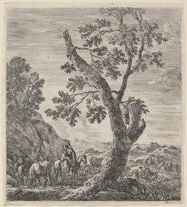 Bäuerin zu Pferd mit einem Kind in den Armen von Stefano della Bella