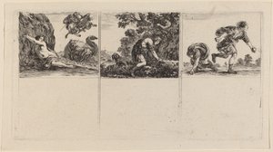 Perseus und Andromeda, Cephalus und Procris, Hippomene und Atalantus, 1644 von Stefano della Bella