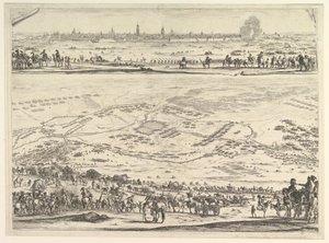 Plan und Ansicht der Belagerung von Arras: unterer Teil der Platte mit einer topographischen Ansicht, 1641 von Stefano della Bella