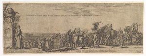 Tafel 1: Der Eintritt des polnischen Botschafters in Rom, das Medici-Wappen links, 1633 von Stefano della Bella