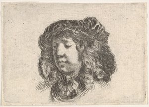 Kopf eines jungen Mannes in einer mit Federn geschmückten Mütze, ca. 1646 von Stefano della Bella