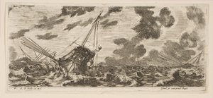 Tafel 6: Drei Schiffe in einem Sturm, aus Verschiedene Einschiffungen Divers embarquements, ca. 1646-47 von Stefano della Bella
