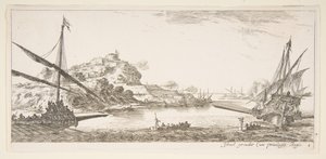 Bug einer Galeere links und eine andere Galeere rechts, von hinten gesehen..., ca. 1641 von Stefano della Bella