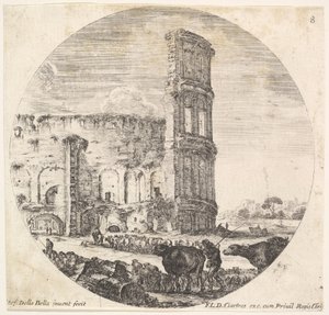 Das Kolosseum, zwei Herden werden zum Amphitheater geführt ..., ca. 1643-48