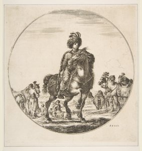 Polnischer Reiter nach rechts, eine kreisförmige Komposition, aus Figuren zu Pferd, ca. 1651